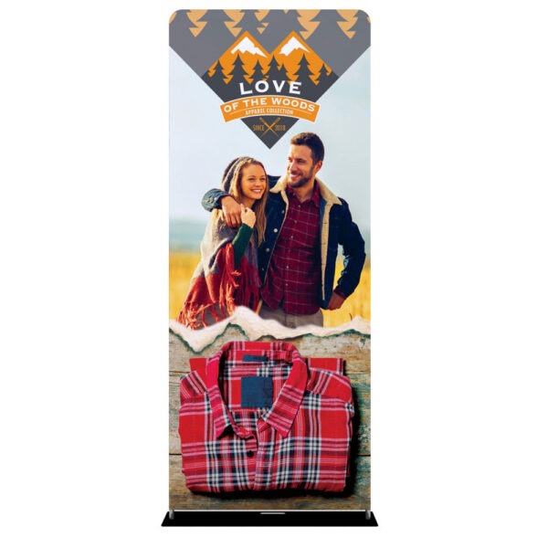 Revolutionize your banner stand experience with the One Choice 36 in. Fabric Display. Swift assembly meets lavish appeal with this Tension Fabric Display. Customize a double-sided dye-sublimated stretch fabric print for maximum impact. Easily transform it into a Hand Sanitizer Stand Banner with the optional EZ Sanitizer Clip. With a black steel base, expedited assembly, and industrial-size zipper, this fabric display is designed for standout presentations.