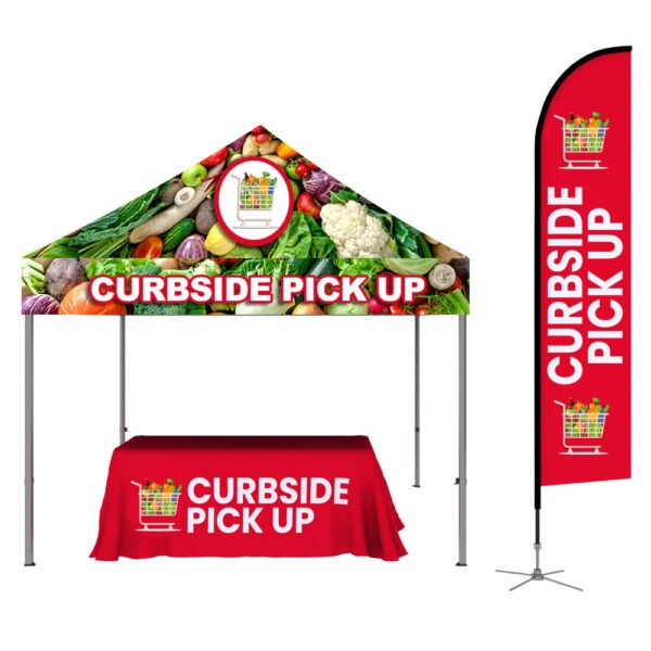 Discover the power of Kit 3 - a curated collection of our best-selling displays. Perfect for trade shows, showrooms, or on-the-go events, this kit includes the ONE CHOICE 10ft. Aluminum Casita Canopy Tent, a Feather Flag with a large 14' X Base, and a Full-Color 6ft. 4-Sided Table Throw. Elevate your brand's presence with this comprehensive kit designed for unparalleled impact.