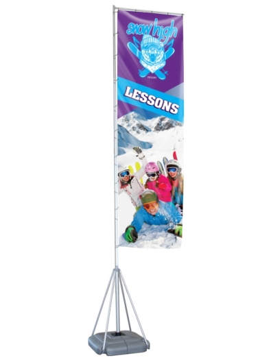 Stand tall and be seen with the 17ft Mondo Flag by Gott Marketing. This impressive flagpole banner stand is designed for maximum impact at outdoor events, trade shows, and more. Customized with your graphic artwork using dye sublimation printing, it's the ultimate solution to showcase your brand in a grand and unforgettable way.