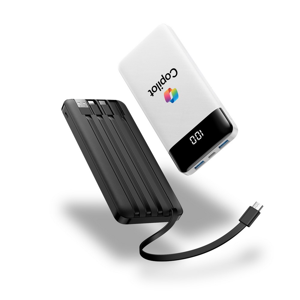 Axiom, Slim 10,000mAh Power Bank with Built-In Cables
