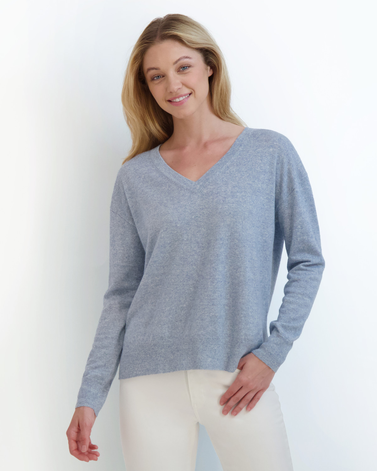 B. Draddy Mae Cashmere Linen V-Neck in Vintage