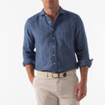 B. Draddy Somerset Linen Shirt in Indigo