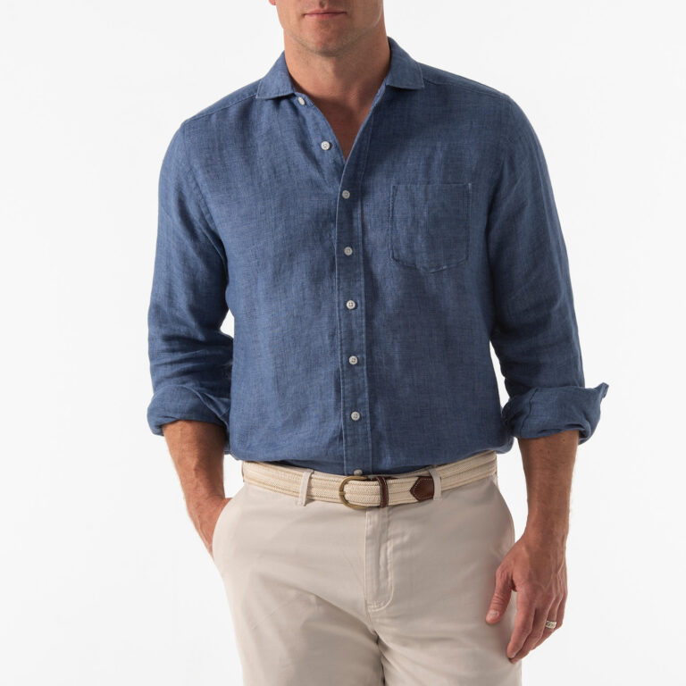 B. Draddy Somerset Linen Shirt in Indigo