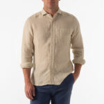 B. Draddy Somerset Linen Shirt in Oatmeal