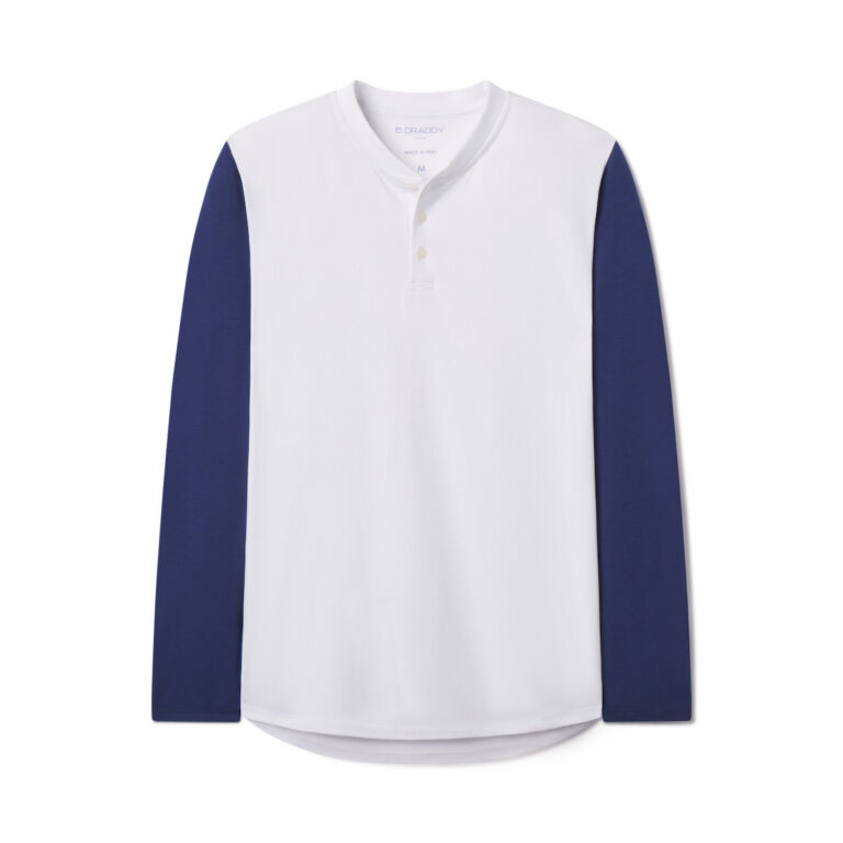 B. Draddy The Hobbs Long Sleeve Henley in White/Regal