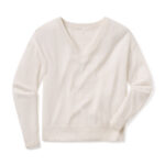 B. Draddy The Melton Cashmere V-Neck Sweater in Sea Salt