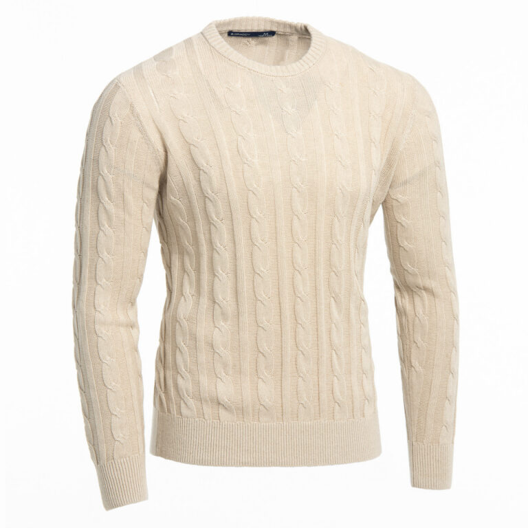 B. Draddy Tuckers Cable Crew Sweater in Oatmeal