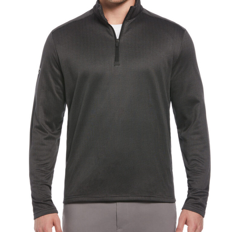 Callaway Houndstooth Quarter-Zip Pullover in Black