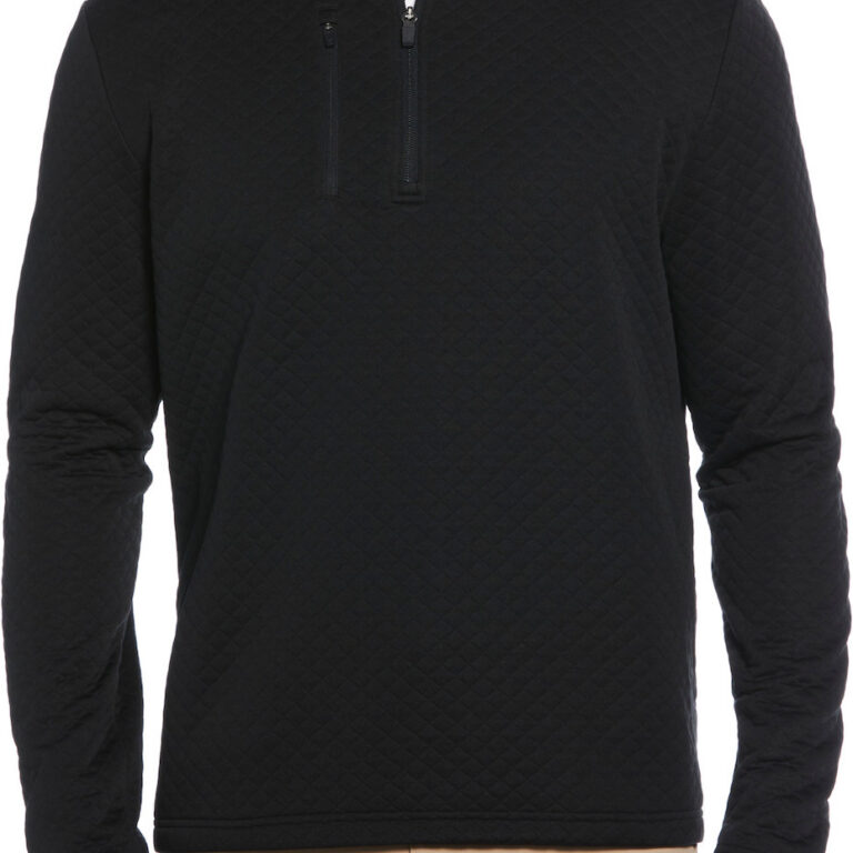 Callaway Mid-Weight Diamond Quilted Fleece 1/4 Zip in Black