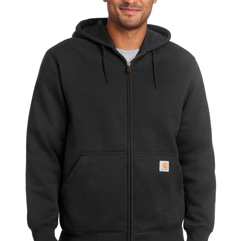 Carhartt Rain Defender Paxton Heavyweight Hooded Zip-Front Sweatshirt in Black