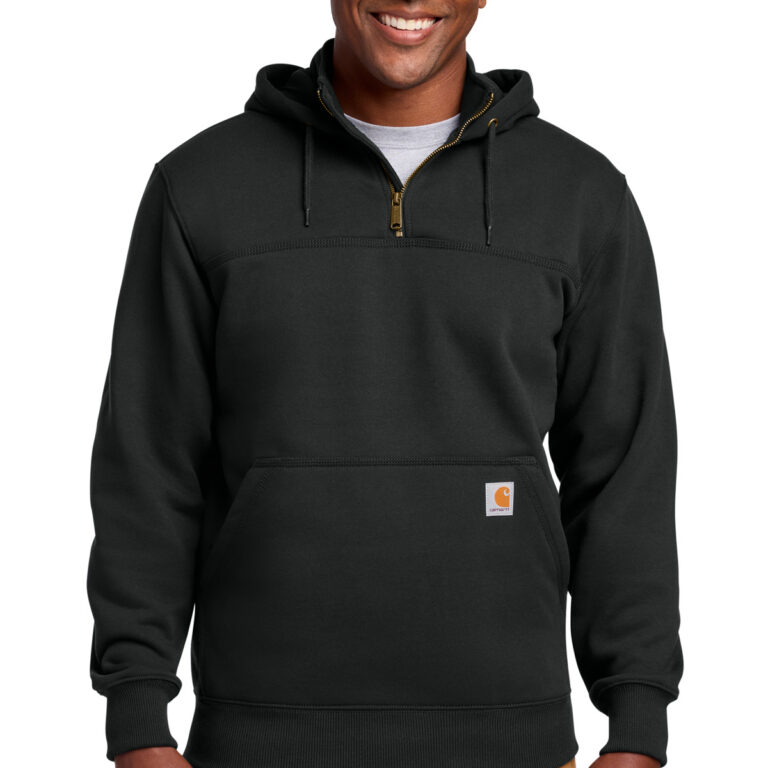 Carhartt Rain Defender Paxton Heavyweight Hooded Zip Mock Sweatshirt in Black
