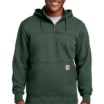 Carhartt Rain Defender Paxton Heavyweight Hooded Zip Mock Sweatshirt in Forestry Green