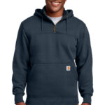 Carhartt Rain Defender Paxton Heavyweight Hooded Zip Mock Sweatshirt in New Navy