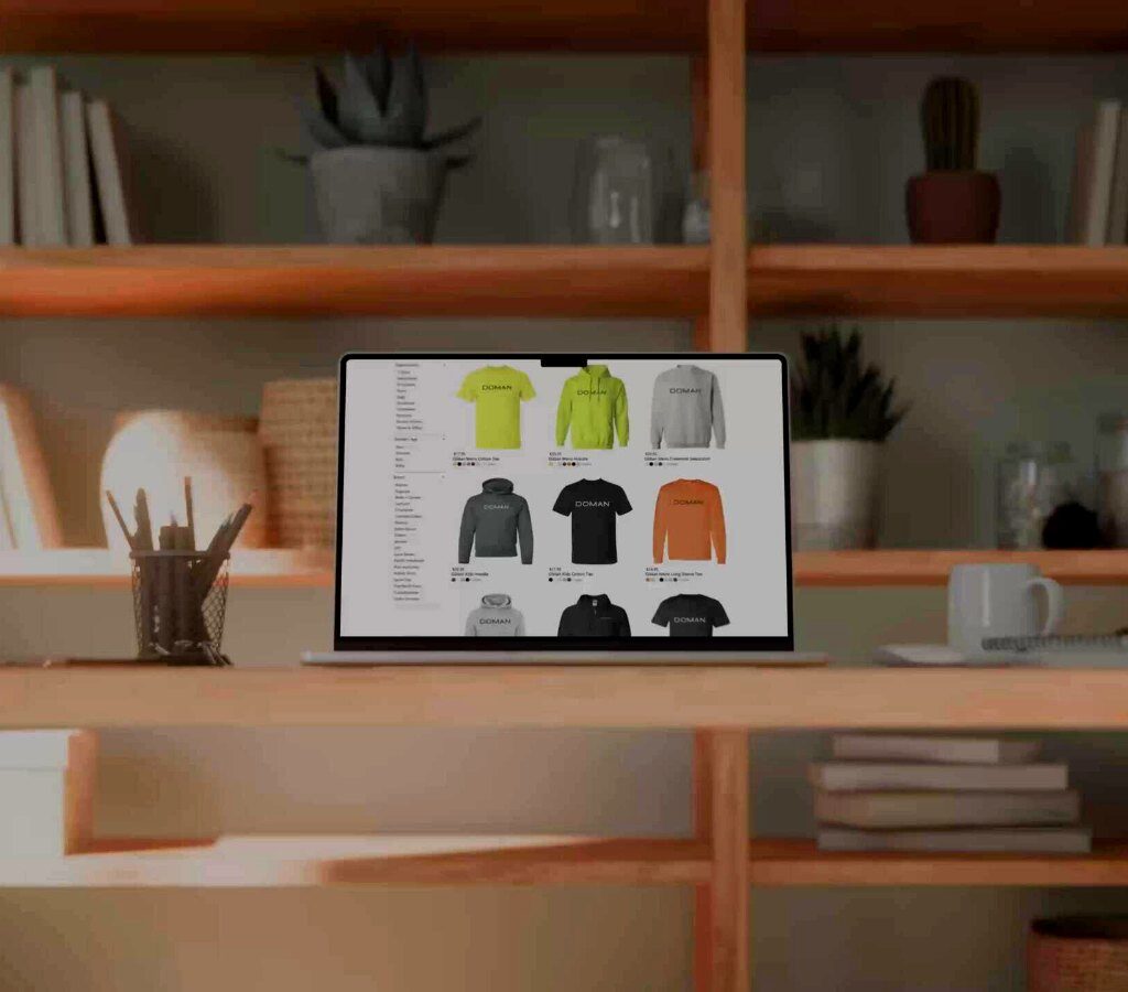 Company store shown on a laptop