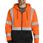 CornerStone ANSI 107 Class 3 Heavy-Duty Fleece Full-Zip Hoodie in Safety Orange