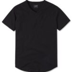 Cuts AO V-Neck Curve-Hem Tee in Black