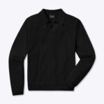Cuts Riviera Knit Long Sleeve Polo in Black