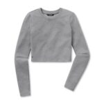 Cuts Women’s Long Sleeve Tomboy Cropped Tee in Heather Grey