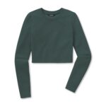 Cuts Women’s Long Sleeve Tomboy Cropped Tee in Juniper
