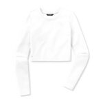 Cuts Women’s Long Sleeve Tomboy Cropped Tee in White