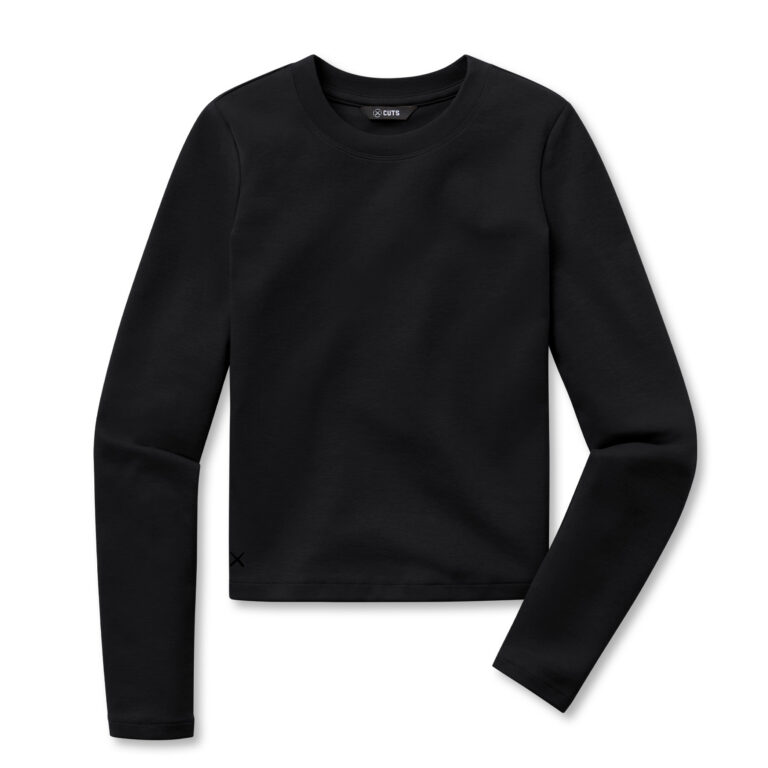 Cuts Women's Long Sleeve Tomboy Tee in Black