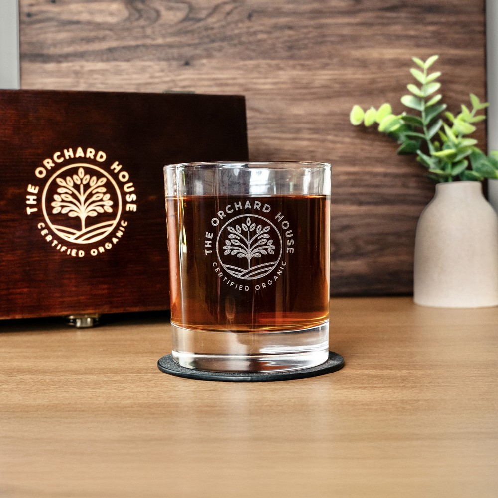 Del Mar Dof Glass – 2 Glasses – Branded Wood Box – Single Imprint