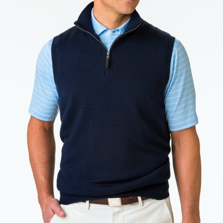 Fairway & Greene Baruffa Merino 1/4 Zip Windvest in Navy