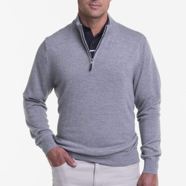 Fairway & Greene Baruffa Merino L/s 1/4 Zip Swtr in Light Charcoal