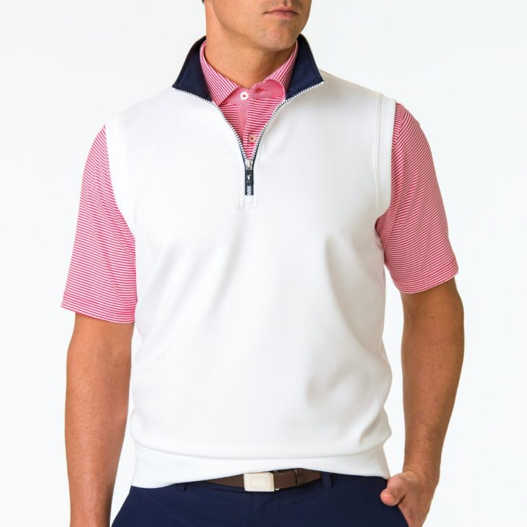 Fairway & Greene Caves 1/4 Zip Vest in White