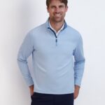 Fairway & Greene Coughlin 1/4 Zip in Bluff/White
