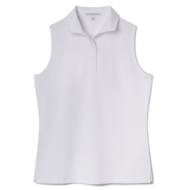 Fairway & Greene Diana Sleeveless Pique Polo in White