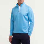 Fairway & Greene Art Deco Print Long Sleeve Quarter-Zip in Bel-Air Blue