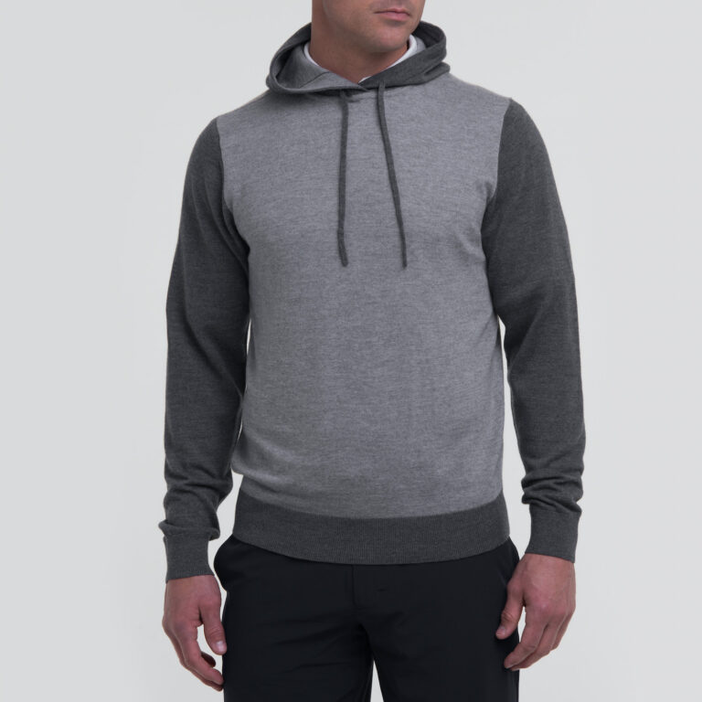 Fairway & Greene Baruffa Merino Hoodie in Shadow Grey Heather