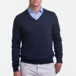 Fairway & Greene Baruffa Merino Long Sleeve V-Neck Swtr in Navy