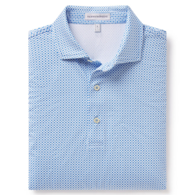 Fairway & Greene Essex Print Polo in Baltic