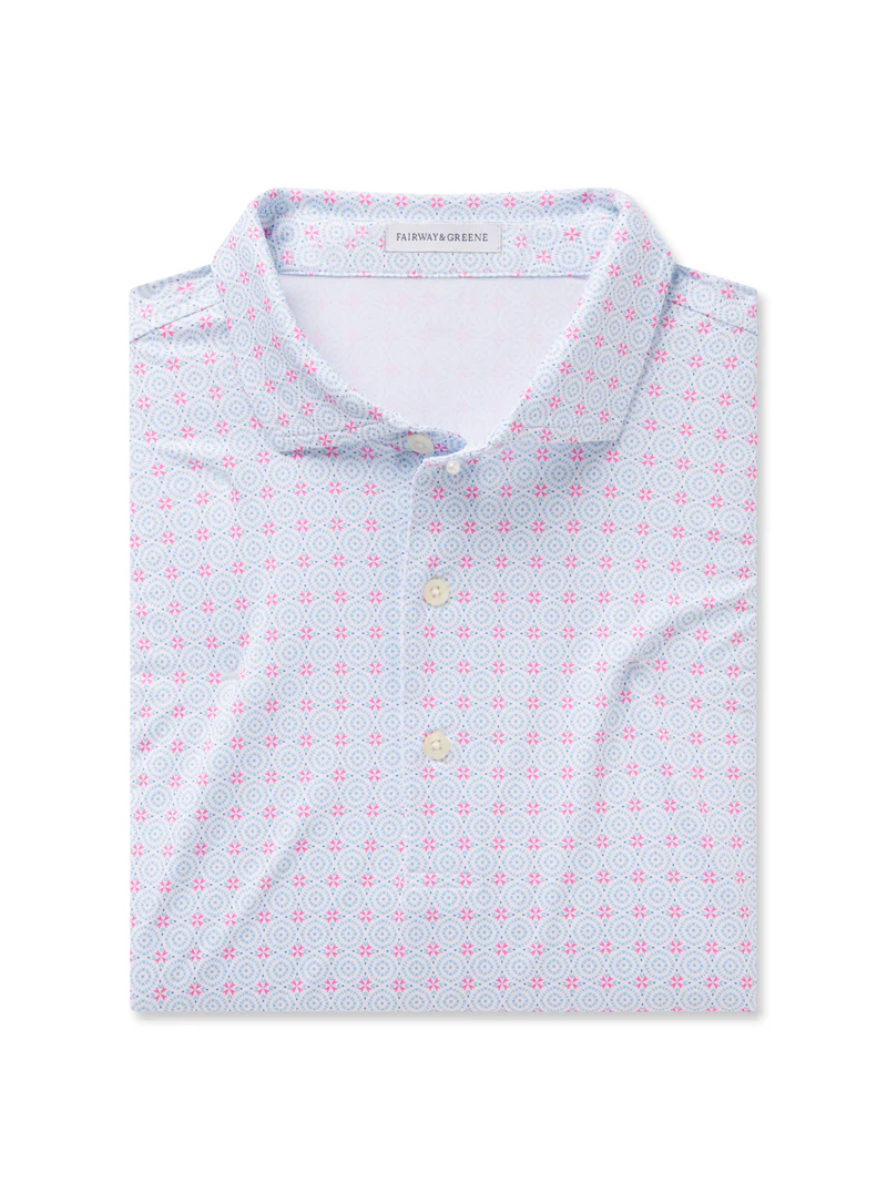 Fairway & Greene Lantana Print Polo in White