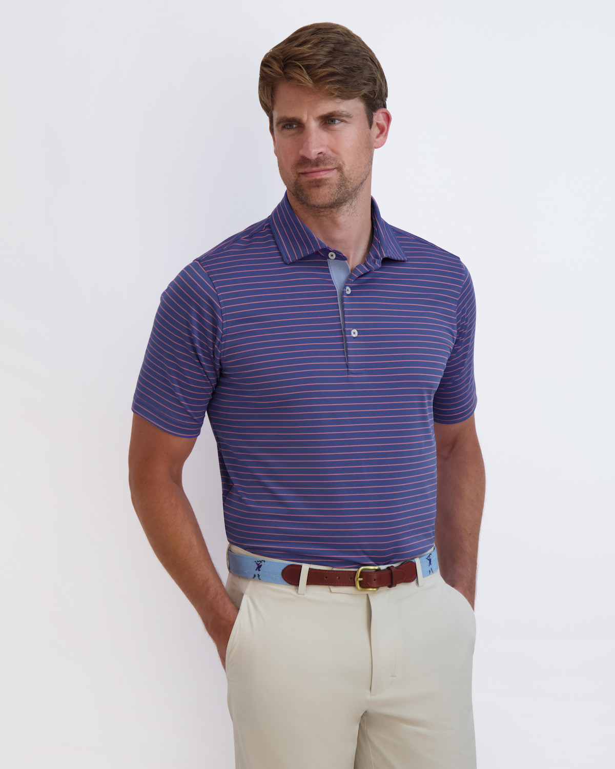 Fairway & Greene Michael Stripe Polo in True Blue