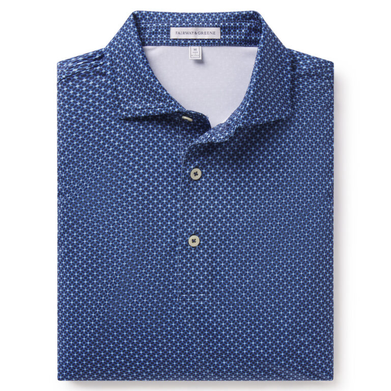 Fairway & Greene Webster Print Polo in Baltic