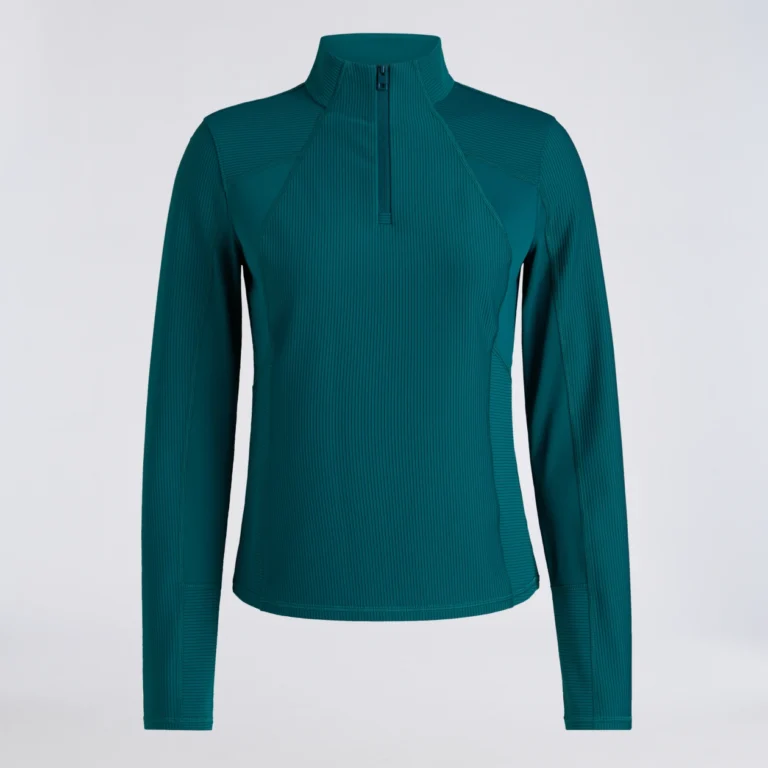 G/Fore 2-TONE Rib 1/4 Zip Pullover in Marine Teal