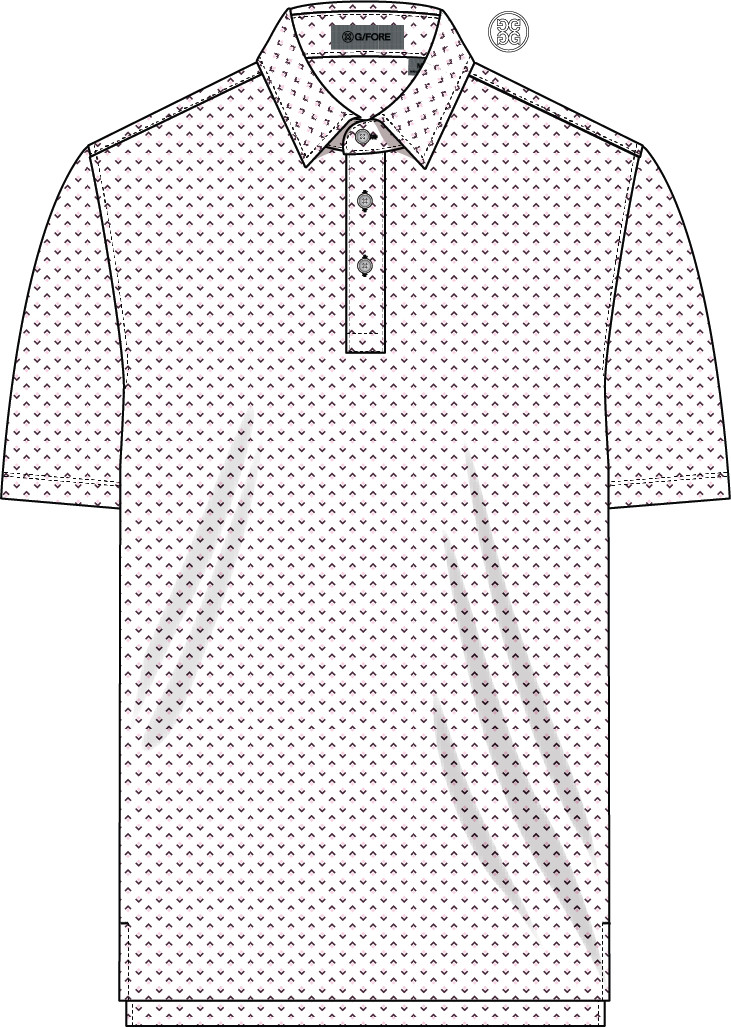 G/FORE All Play Spade Geo Stretch Knit Polo in Snow / Dark Plum