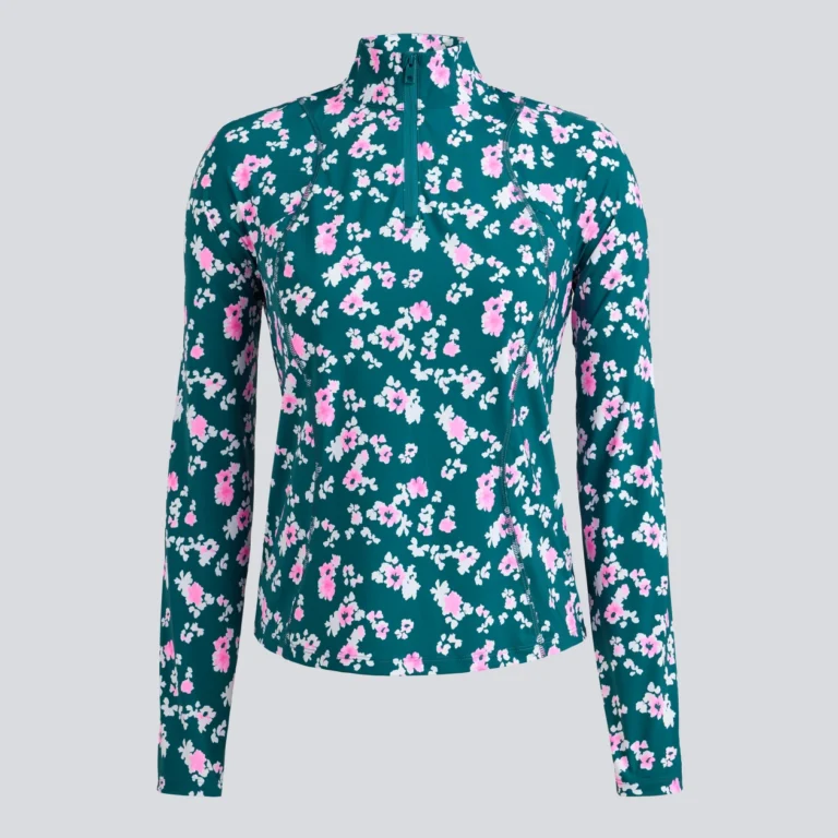 G/Fore Blossom Silky Tech Nylon 1/4 Zip Pullover in Marine Teal