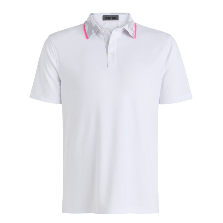 G/Fore Camo Collar Performance PIQUÉ Polo in Snow