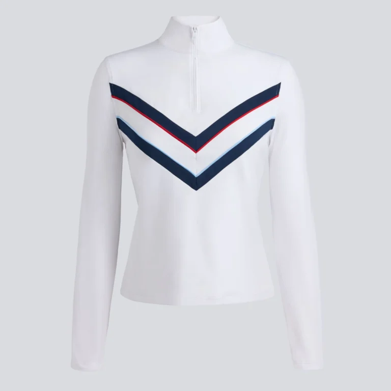 G/FORE Chevron Tech Jersey Long Sleeve Polo in Snow