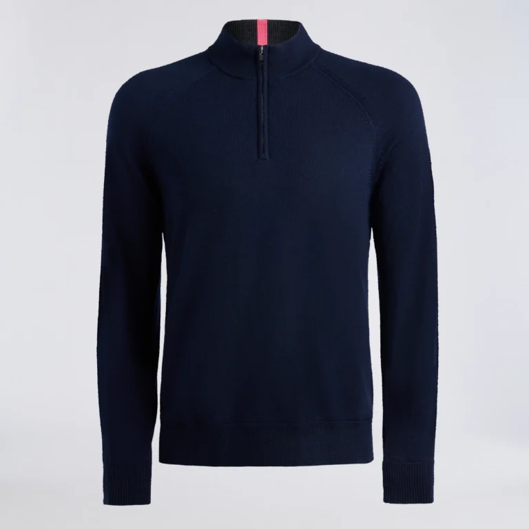 G/Fore Circle G Merino Wool 1/4 Zip Pullover in Twilight / Charcoal Melange