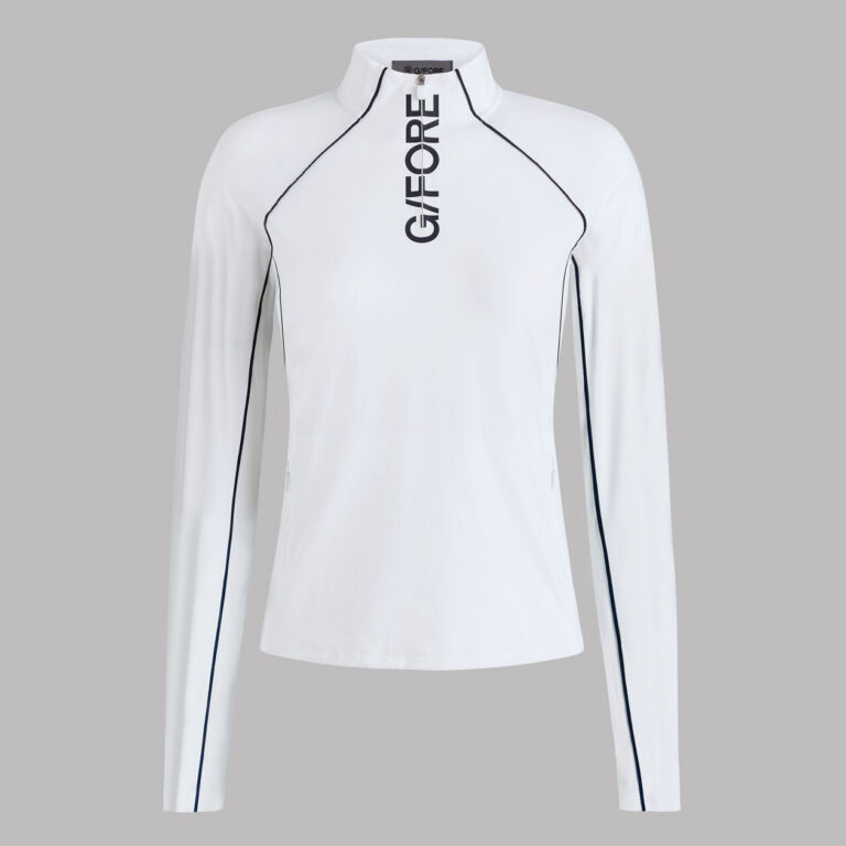G/Fore Contrast Mesh Silky Tech Nylon Quarter Zip Pullover in Snow