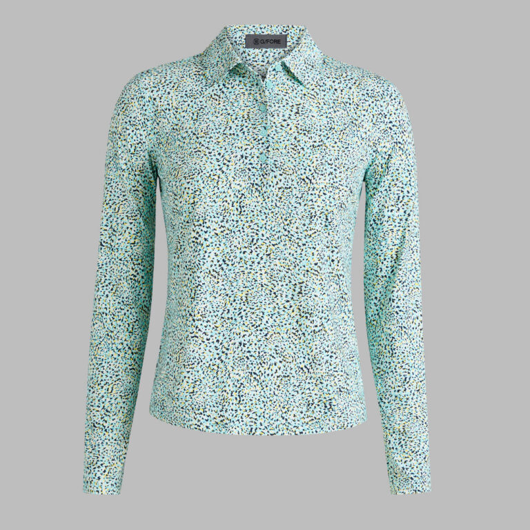 G/FORE Fireworks Print Silky Tech Nylon Long Sleeve Polo