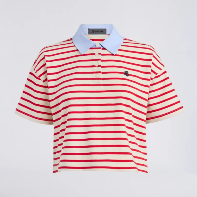 G/Fore Fore Corners Boxy Rugby Polo in Chalk White / Lava