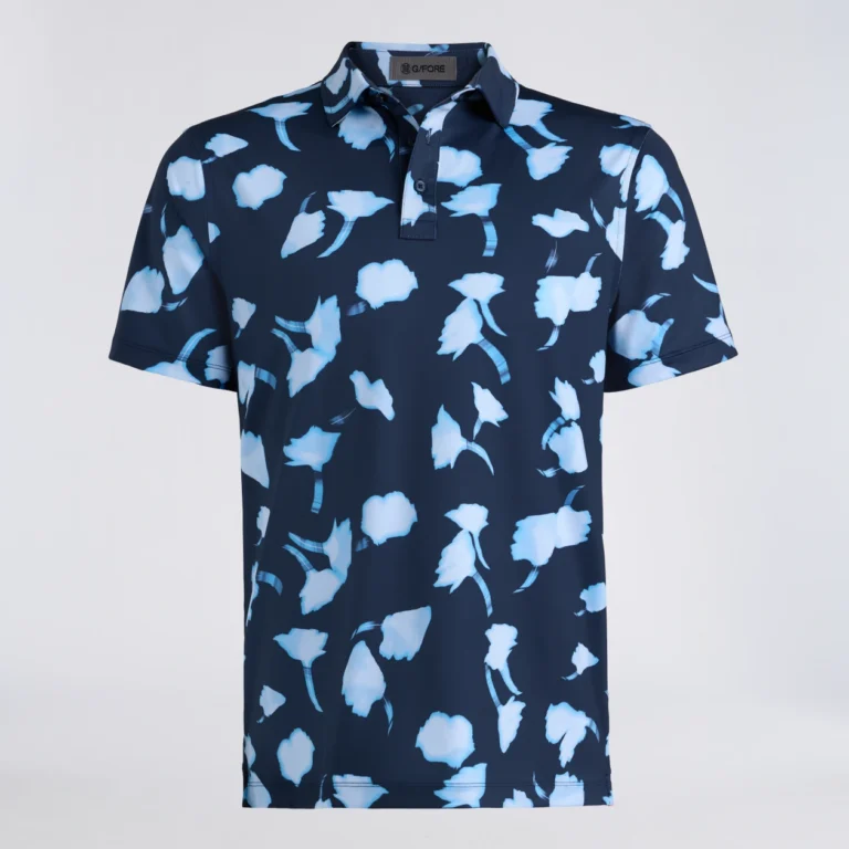 G/Fore Ghost Floral Tech Jersey Polo in Twilight / Baja
