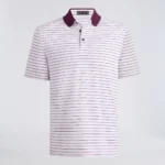 G/Fore Herringbone Stripe Tech Jersey Polo in Blush / Dark Plum