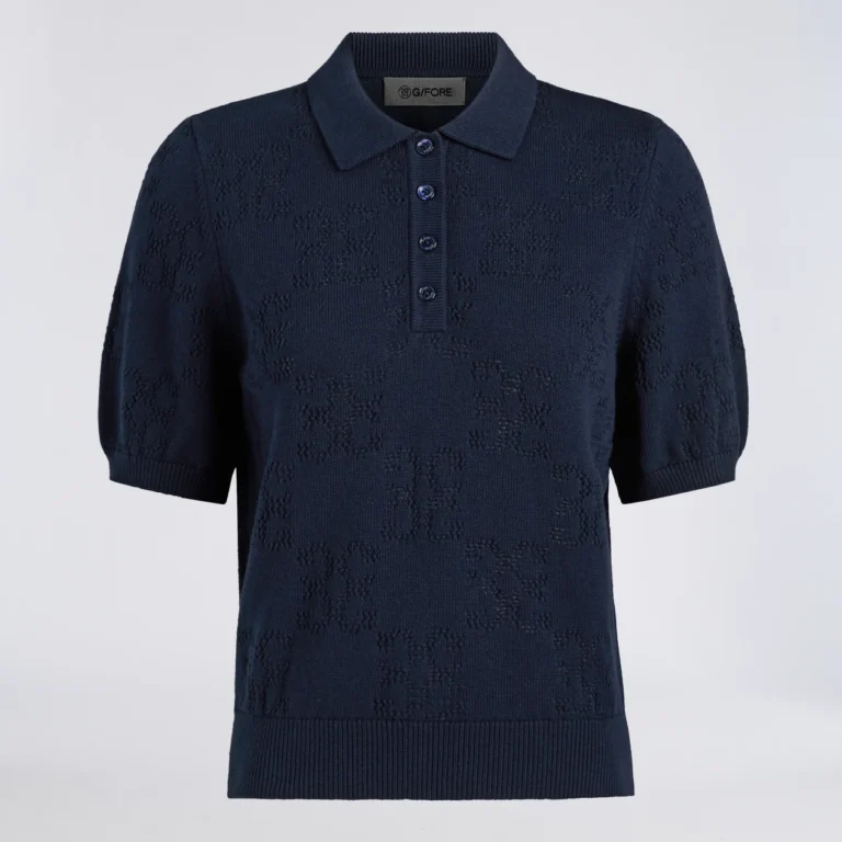 G/FORE Pointelle G Cotton Silk Cashmere Sweater Polo